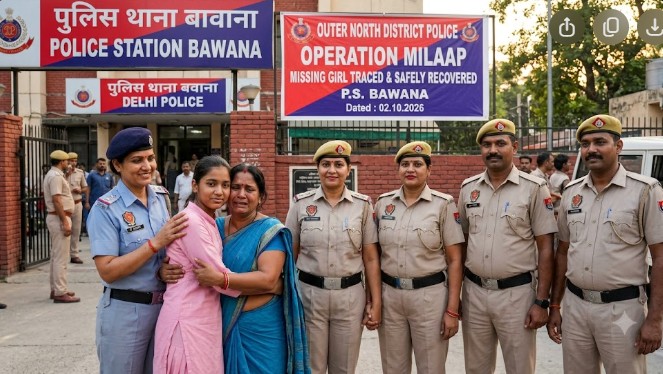 दिल्ली पुलिस का 'ऑपरेशन मिलाप': आउटर नॉर्थ जिला पुलिस ने बवाना से लापता 15 साल की बच्ची को सकुशल बरामद किया