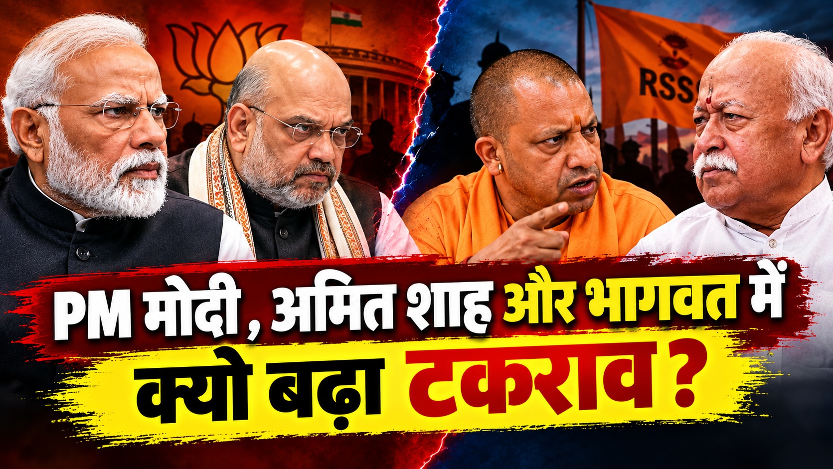 पीएम मोदी, अमित शाह और भागवत में बढ़ा टकराव: बीजेपी के अंदरूनी घमासान से चमकेगी योगी की किस्मत ?