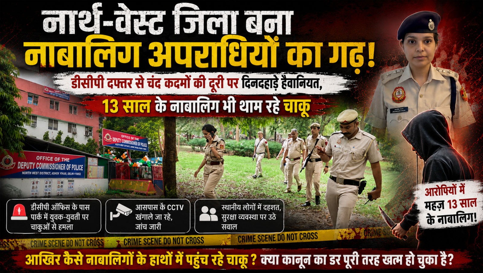 वजीरपुर और भारत नगर बने नाबालिग अपराधियों का हॉटस्पॉट : DDA पार्क में हैवानियत के बाद पुलिस की उड़ती नींद, 13 साल के नाबालिग भी थाम रहे चाकू